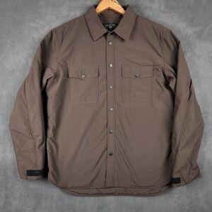 Rag & Bone Engineered Shirt Jacket Mens Large Brown Filled Nylon Shacket Snap Up